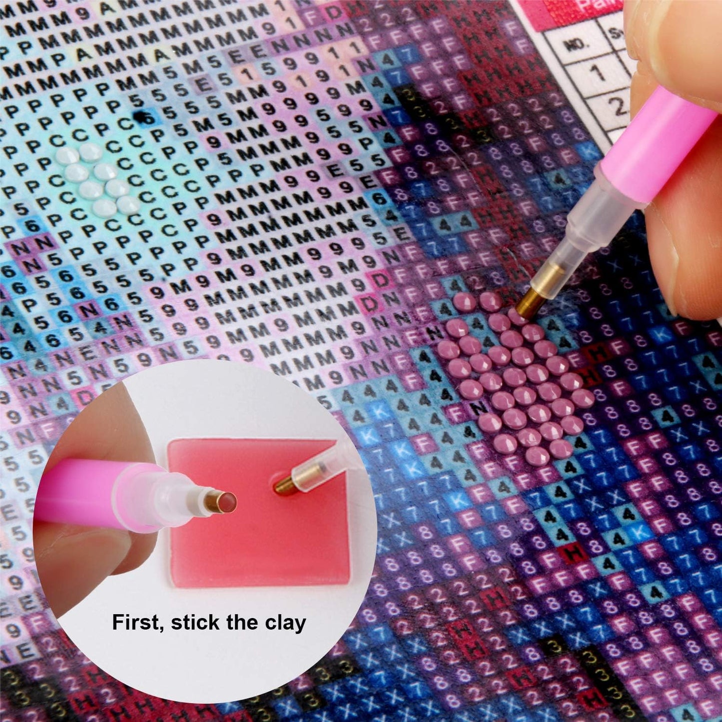 Painting Glue Clay DIY Diamond Embroidery Wax Tool Set (Red 60 Pcs)