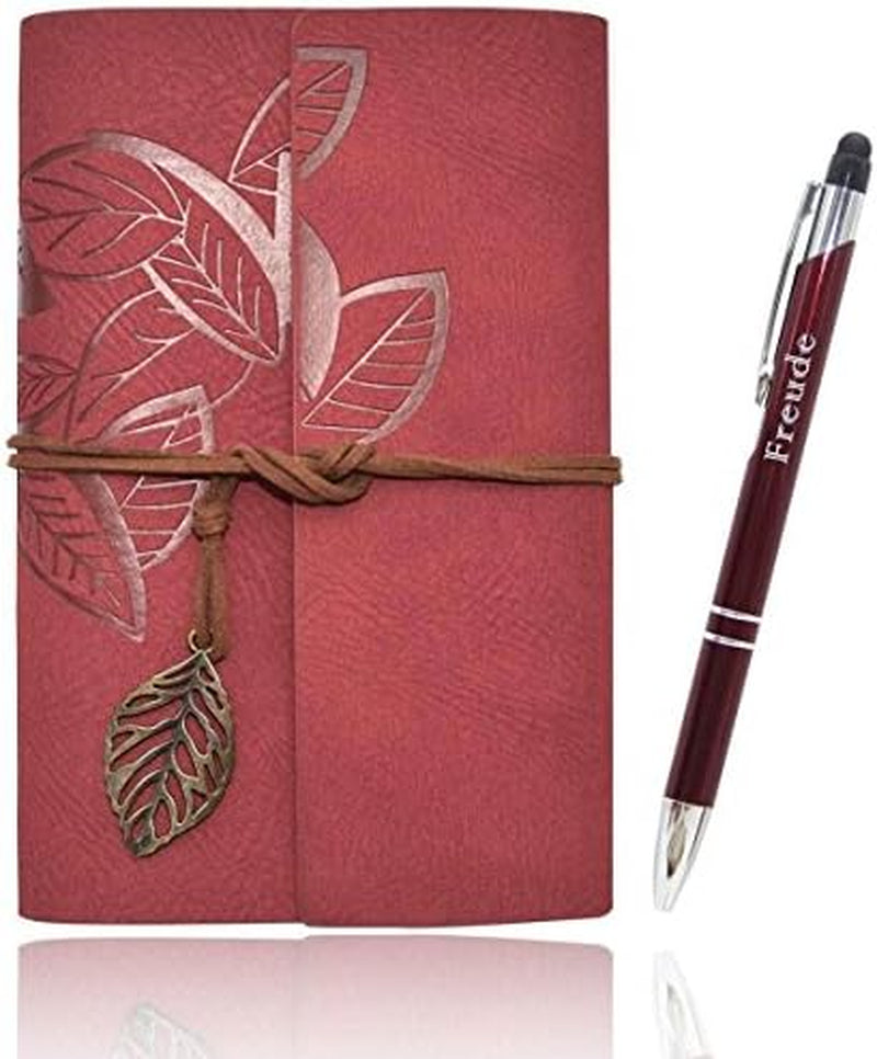 Refillable Leather Journals Notebook A6(7×5Inch) Lined Paper Travel Diary Women'S Small Pocket Notebook, Journals to Write in for Women Best Gift for Teens(Wine Red)