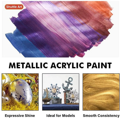 2 Oz Multi-Color Metallic Acrylic Craft Paint (24 Pieces)