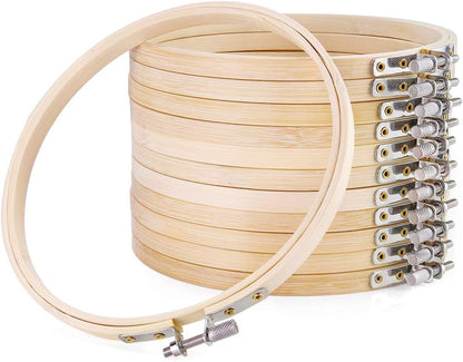 12 Pieces 6 Inch round Embroidery Hoops Wood Circle Cross Stitch Hoop for Embroidery Crafts and Festivals Decoration