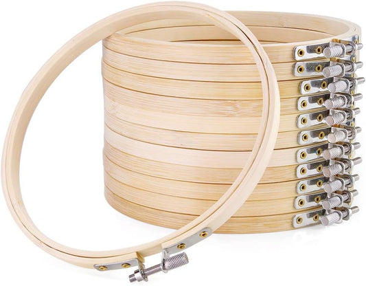 12 Pieces 6 Inch round Embroidery Hoops Wood Circle Cross Stitch Hoop for Embroidery Crafts and Festivals Decoration