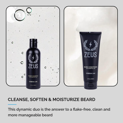 Beard Wash Set for Men, Shampoo & Conditioner Duo with Green Tea & Essential Oils, Hydrates, Softens & Strengthens Beard Hair (Made in USA) Sandalwood