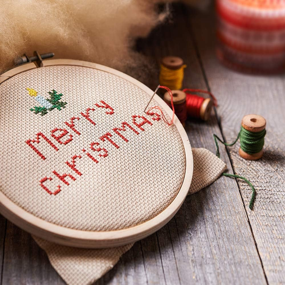 12 Pieces 6 Inch round Embroidery Hoops Wood Circle Cross Stitch Hoop for Embroidery Crafts and Festivals Decoration