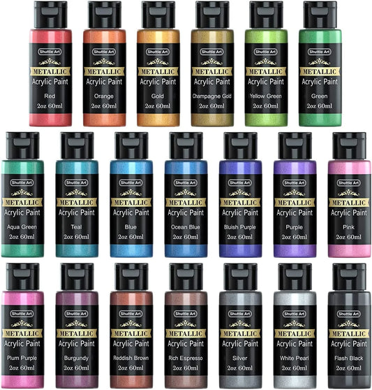 2 Oz Multi-Color Metallic Acrylic Craft Paint (24 Pieces)