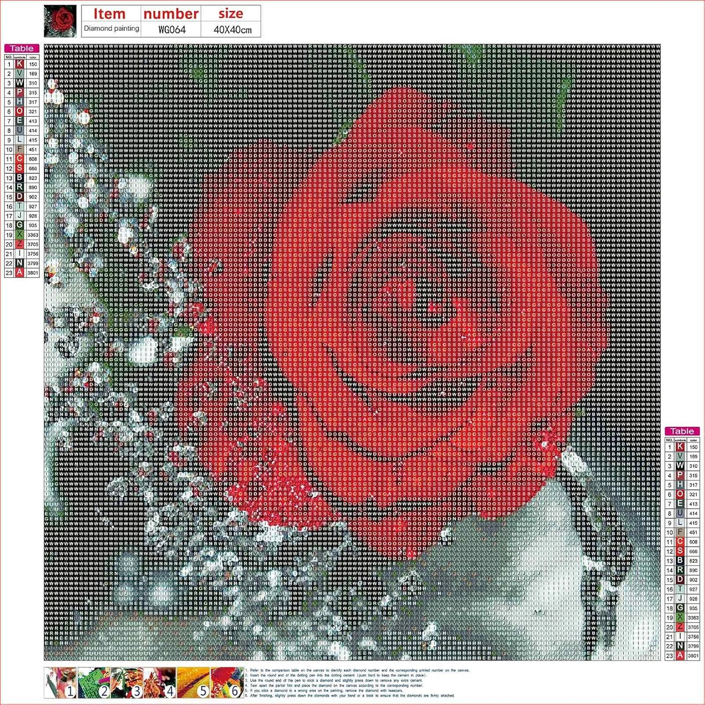 Diamond Painting Art Dots - Kit for Adults Full Drill Gem Picture Jewel Crystal Rhinestone Embroidery Wall Home Decoration (Rose15.7 X 15.7 Inch)…