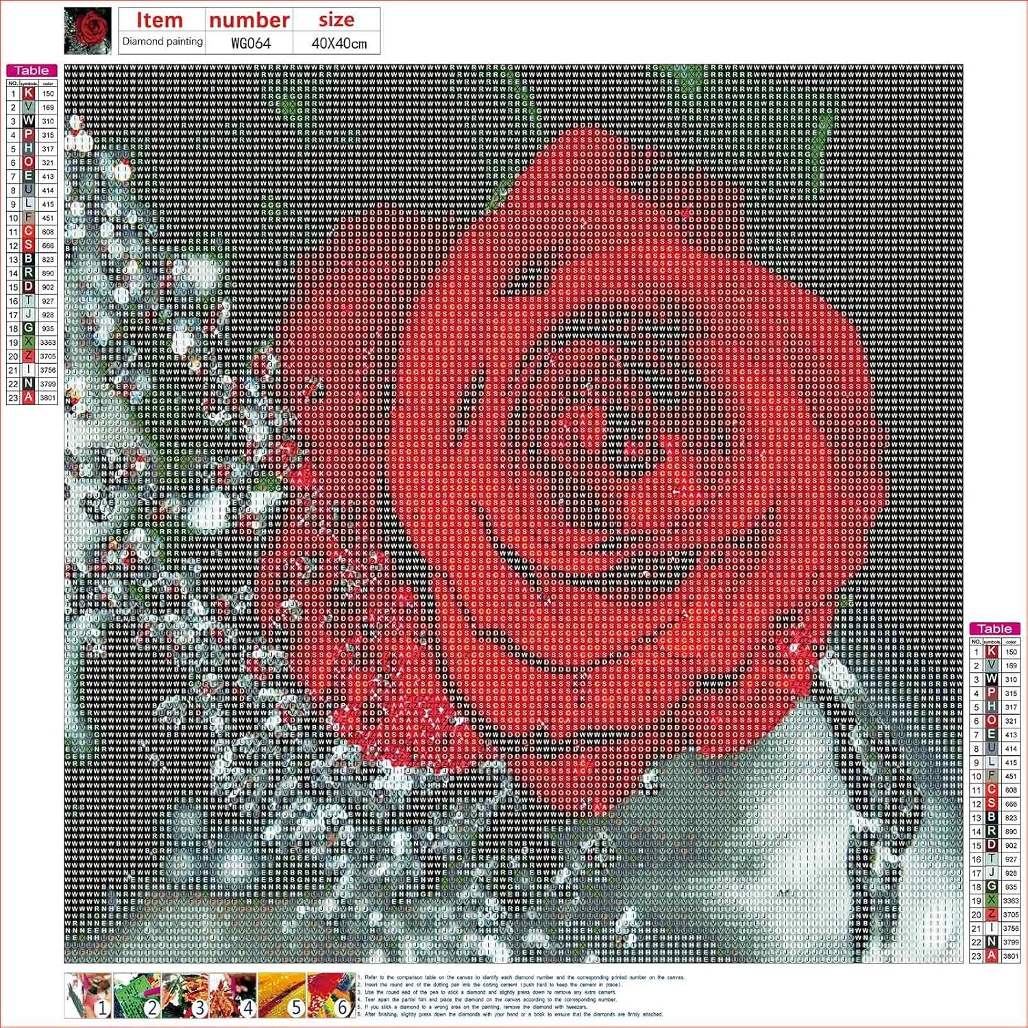 Diamond Painting Art Dots - Kit for Adults Full Drill Gem Picture Jewel Crystal Rhinestone Embroidery Wall Home Decoration (Rose15.7 X 15.7 Inch)…