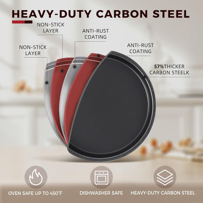 Baking Pans Sets, Nonstick Bakeware Sets 7-Piece with Round/Square Cake Pan, Loaf Pan, Muffin Pan, Cookie Sheet, Roast Pan, Cooling Rack, Carbon Steel Bake Set