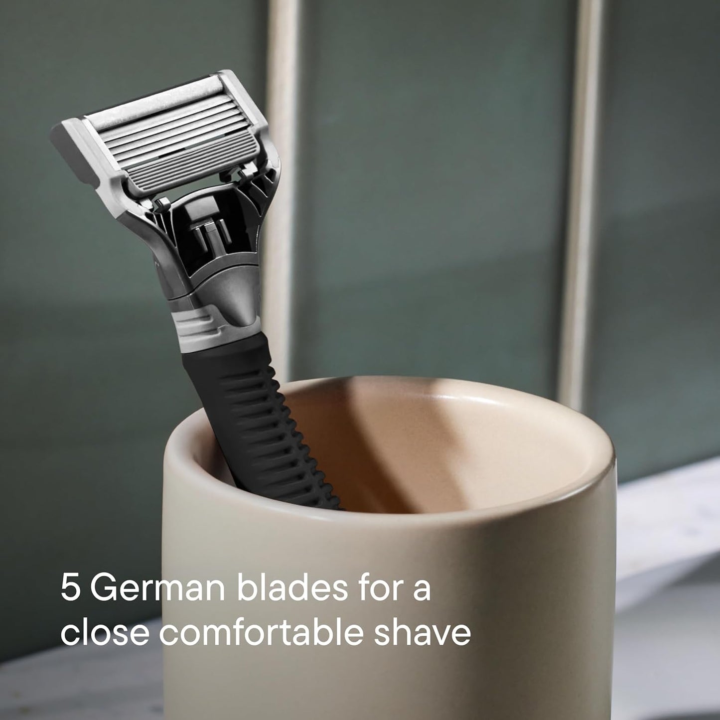 Shaving Kit for Men - Razor Handle, 3 Razor Blade Refills, Foaming Shave Gel, and Travel Blade Cover - Charcoal