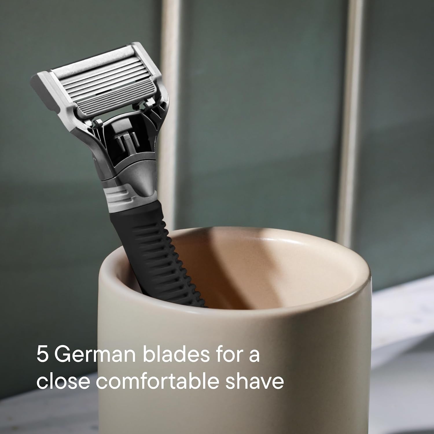 Shaving Kit for Men - Razor Handle, 3 Razor Blade Refills, Foaming Shave Gel, and Travel Blade Cover - Charcoal