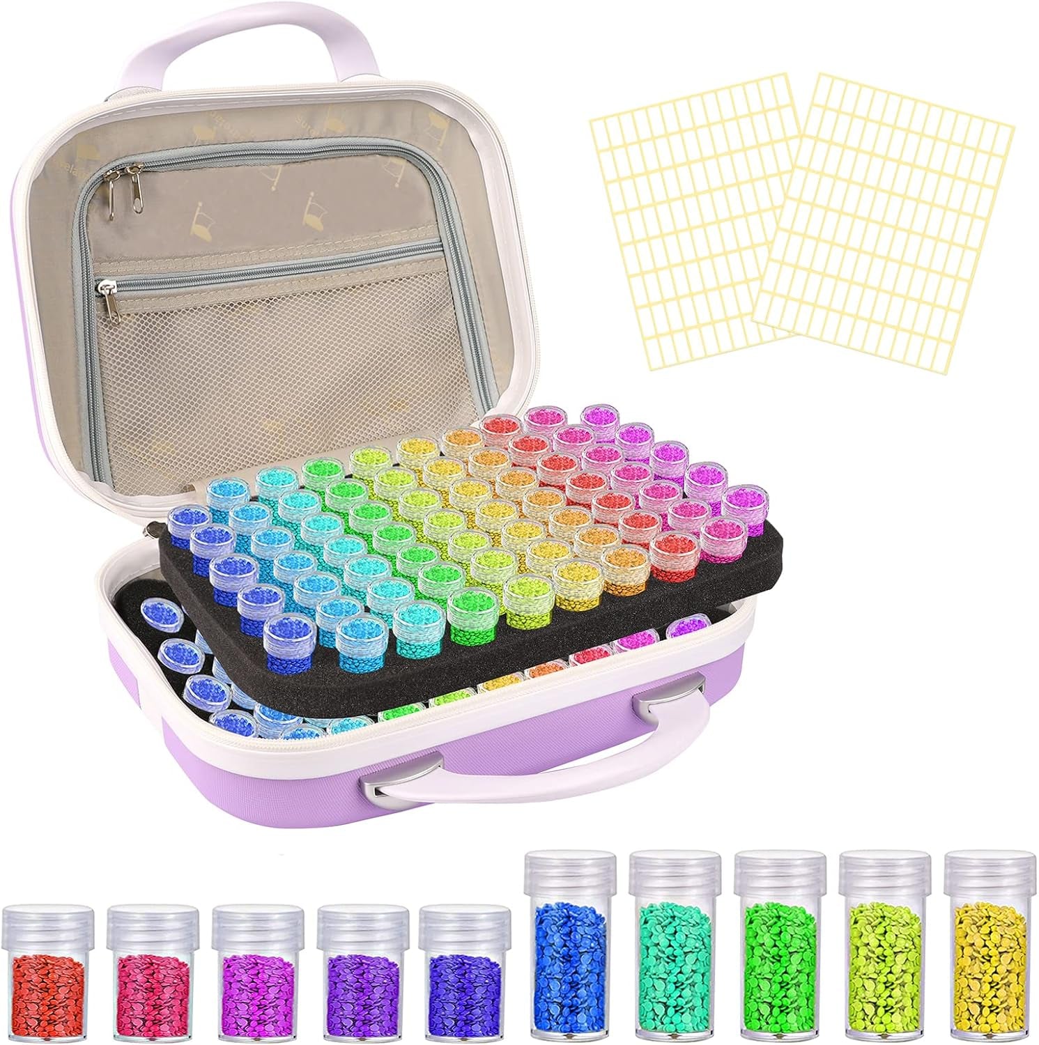 Diamond Painting Storage Containers,132 Bottles Diamond Painting Accessories Shockproof Jars with 2Pcs Blank Label Stickers, 5D Diamond Painting Kits for DIY Art Craft