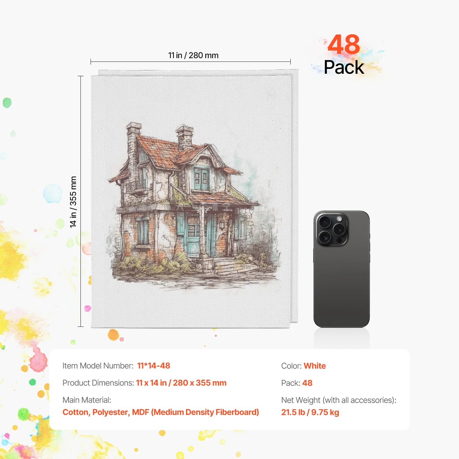 Succebuy Canvas Boards Painting White Canvases Painting Canvas Panels Sketching Acrylic Oil Painting Watercolor Paint Canvas