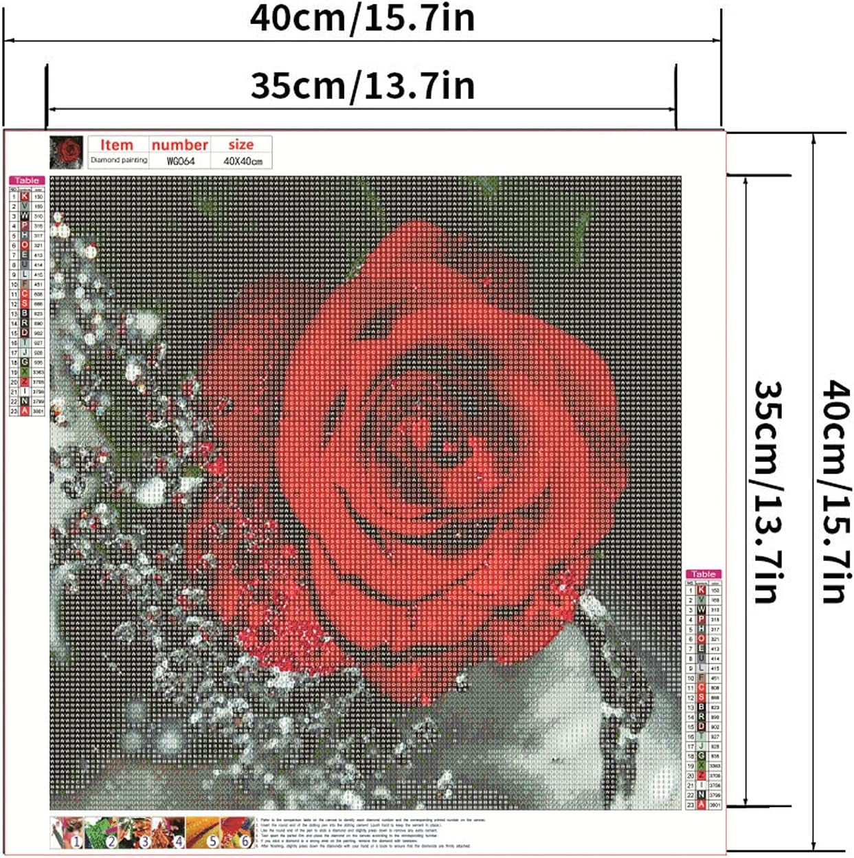 Diamond Painting Art Dots - Kit for Adults Full Drill Gem Picture Jewel Crystal Rhinestone Embroidery Wall Home Decoration (Rose15.7 X 15.7 Inch)…