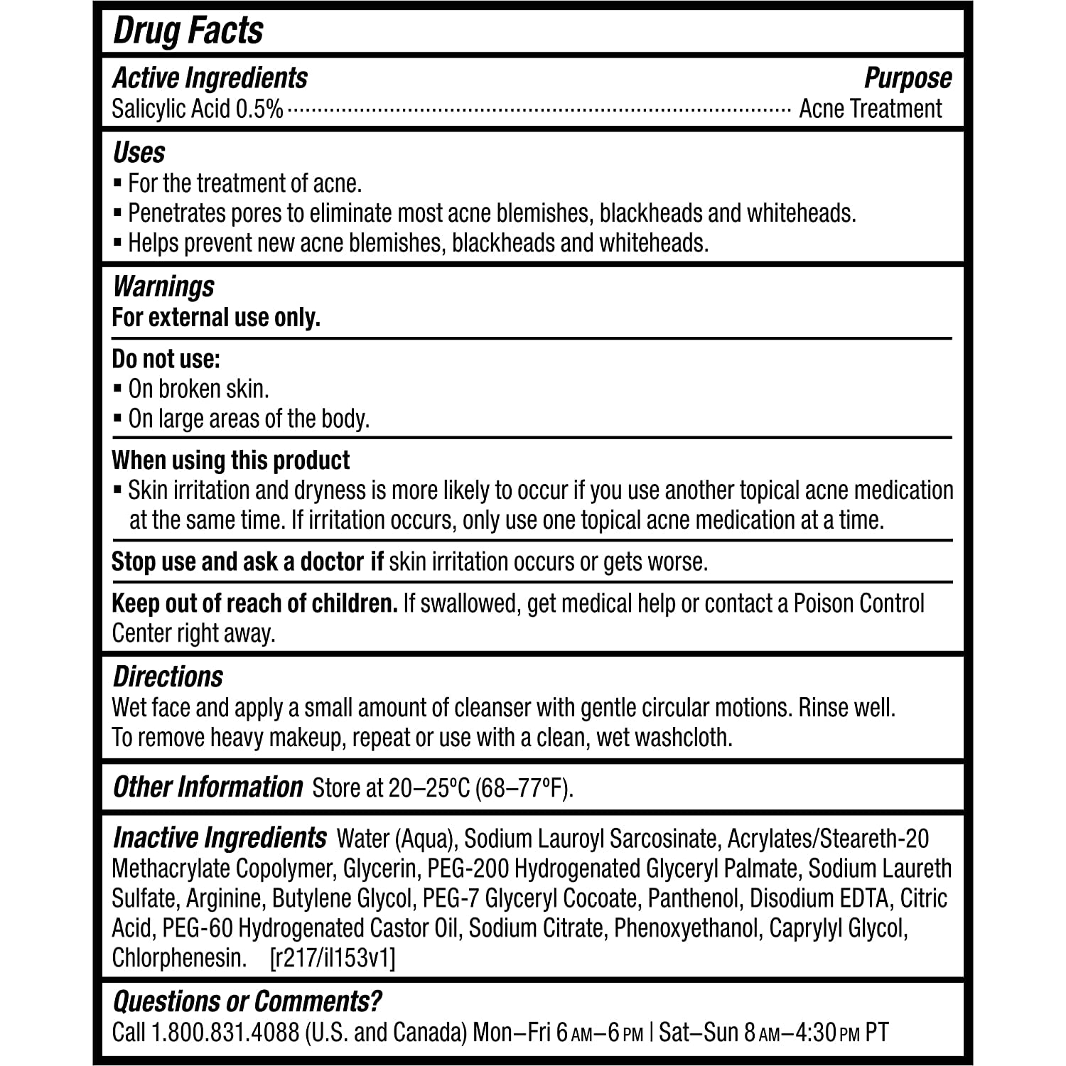 CLEAR Pore Normalizing Facial Cleanser, Acne Daily Face Wash, Salicylic Acid Face Cleanser for Clogged & Enlarged Pores, Redness & Blackheads, Fragrance Free