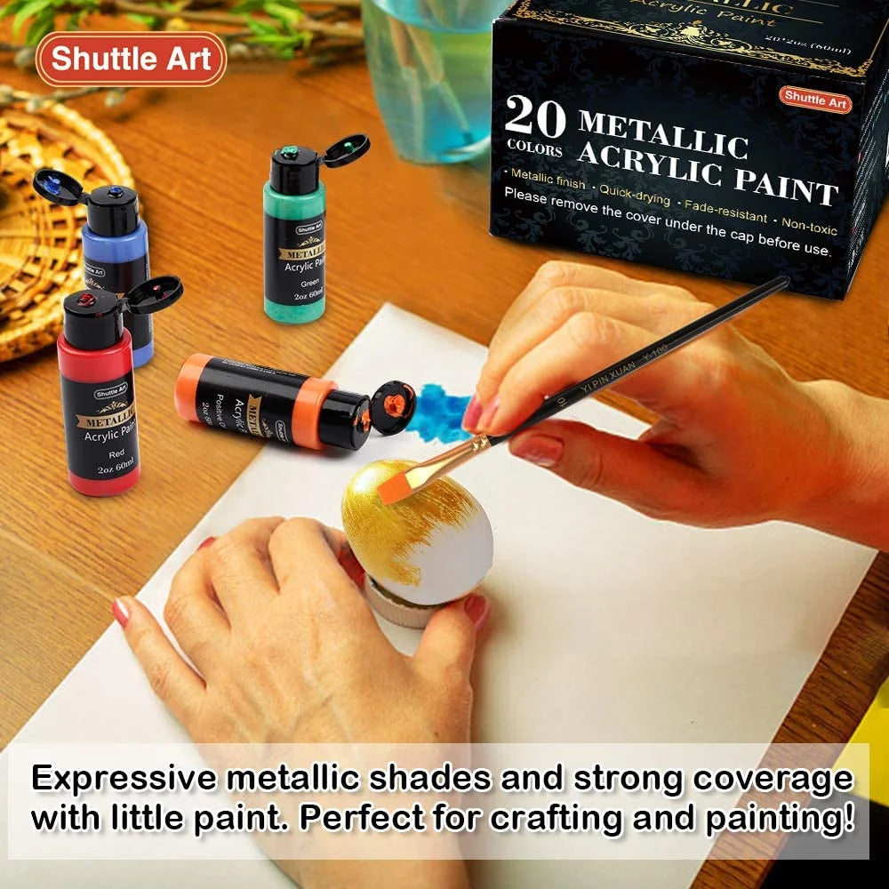 2 Oz Multi-Color Metallic Acrylic Craft Paint (24 Pieces)