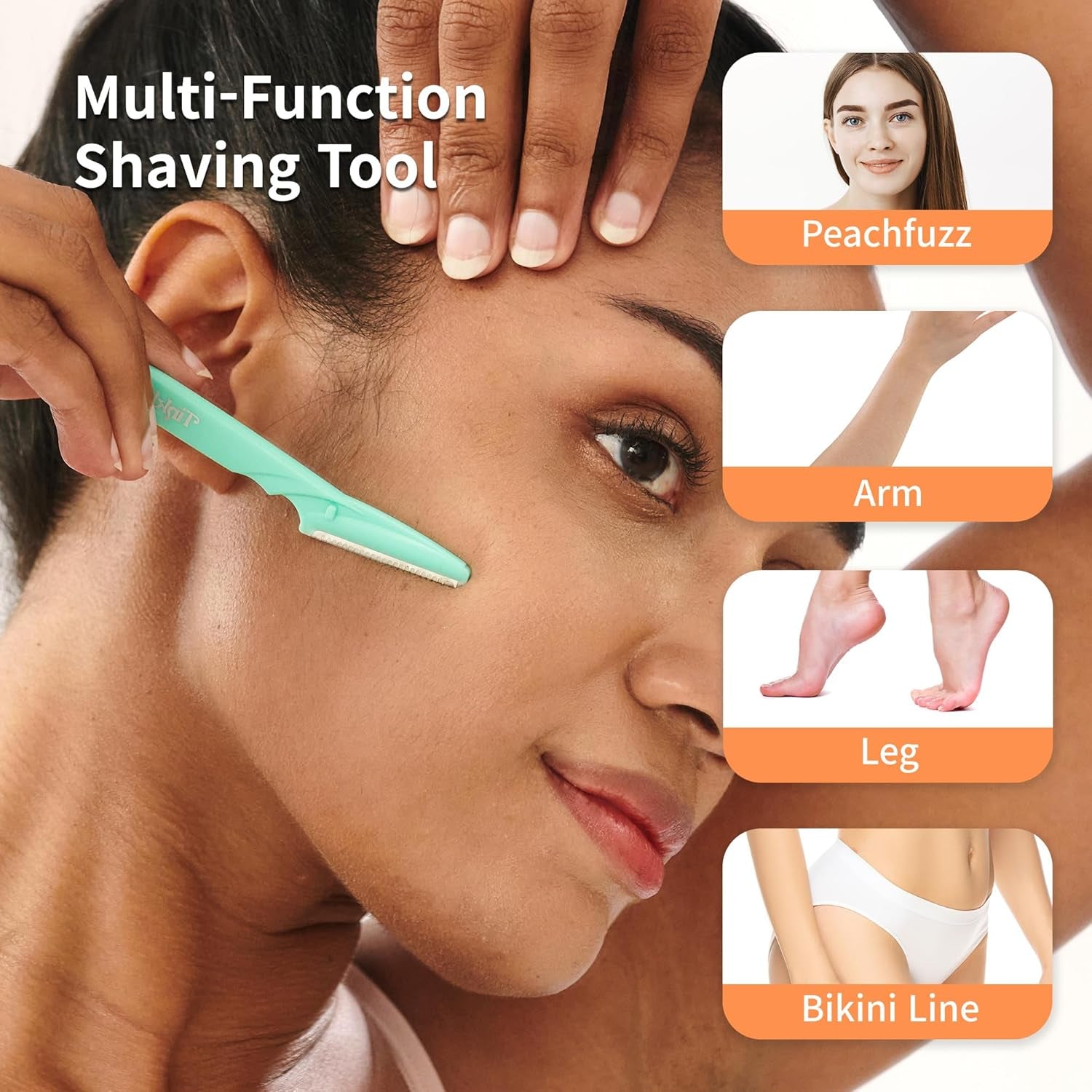 Dermaplaning Tool 6Ct, Dermaplane Razor for Women, Safe and Easy Peach Fuzz Remover, Eyebrow Trimmer with Protective Cover